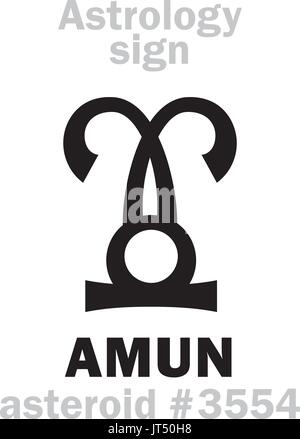 Astrologie-Alphabet: AMUN, Asteroid #3554. Hieroglyphen Charakter Zeichen (einzelnes Symbol). Stock Vektor