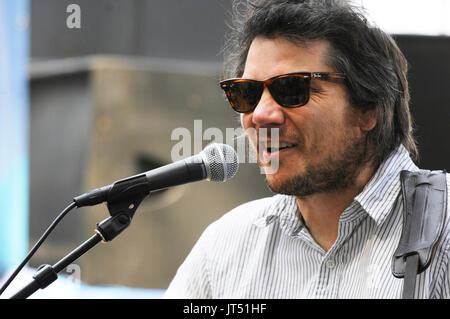 Jeff Tweedy Wilco spielt 2008 Lollapalooza Music Festival Grant Park Chicago. Stockfoto