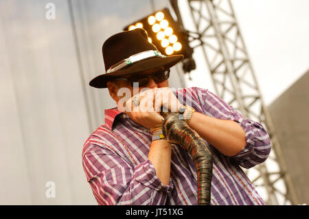 John Popper Blues Traveler durchführen 2008 Lollapalooza Festival Grant Park Chicago. Stockfoto