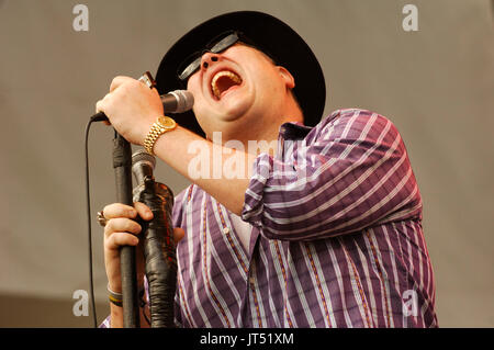 John Popper Blues Traveler durchführen 2008 Lollapalooza Festival Grant Park Chicago. Stockfoto