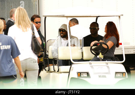 Kanye West und Virgil Abloh Teilnahme an das Lollapalooza Festival im Grant Park in Chicago. Stockfoto