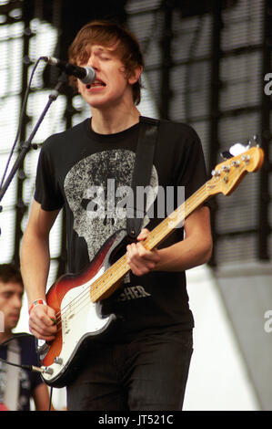 Dave Mönche Tokyo Police Club führt 2007 Lollapalooza Chicago, IL Stockfoto