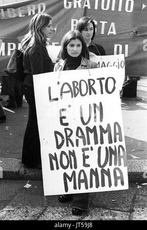 Mailand (Italien), 1976, eine Demonstration für die Rechte der Frauen und für die Verteidigung der Abtreibung Gesetz Stockfoto