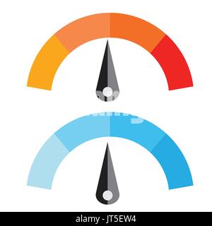 Vector Illustration der Temperatur Messgerät mit warmen und kühlen Ebenen, Flat, EPS 10. Stock Vektor