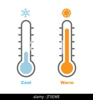 Vector Illustration der Thermometer mit warmen und kühlen Ebenen, flachen Stil, EPS10. Stock Vektor