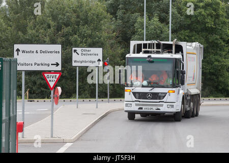Great Blakenham Energie-aus-Abfall in Suffolk am 2. August 2017. Die Polizei Material letzte Woche aufgedeckt, die 'Prüfung' in die Suche nach Corrie McKeague, aber sein Vater sagt, er glaube nicht, bleibt sein Sohn in der Verbrennungsanlage gefunden wird. Stockfoto