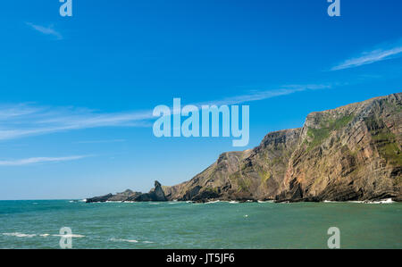 Einzigartige Struktur der Felsen bei Hartland Quay in North Devon Stockfoto