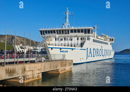 Jadrolinija Fähre zwischen den Inseln von Kroatien Adria Stockfoto