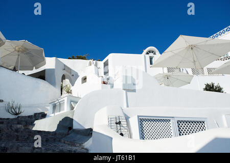 Detail der Straßen in der Stadt Oia. Insel Santorin in Griechenland Stockfoto