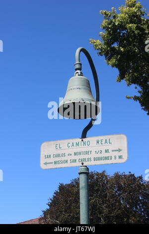 El Camino Real Mission Bell Marker, Monterey, Kalifornien Stockfoto