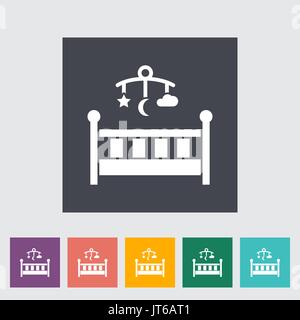 Baby-Bett-Symbol. Flache Vektor zugehörige Symbol für Web und mobile Anwendungen. Es kann als - Logo, Symbol, Piktogramm, Infografik-Element verwendet werden. Vektor, Abbildung Stock Vektor