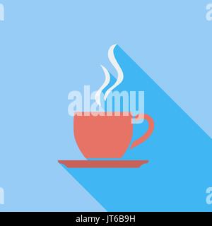 Tasse Tee-Symbol. Flache Vektor zugehörige Symbol mit langen Schatten für Web und mobile Anwendungen. Es ist einsetzbar als - Logo, Symbol, Piktogramm, Infografik Ele Stock Vektor