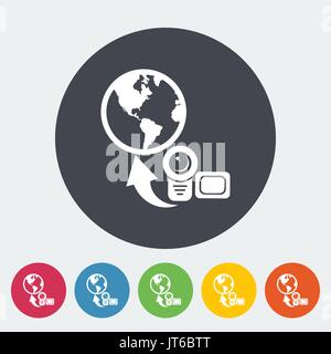 Hochladen Sie Video. Einzelne flache Symbol auf den Kreis. Vektor-Illustration. Stock Vektor