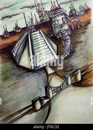 Science Fiction Landschaft illustration Stockfoto