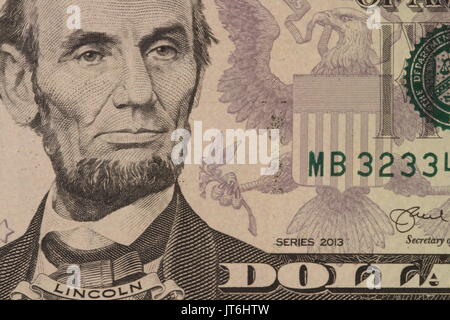 Amerikanischer Dollar Geld Lincoln portrait close-up Stockfoto