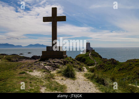 Twr Mawr Leuchtturm auf Llandwyn Insel Angelsey, Sommer Stockfoto