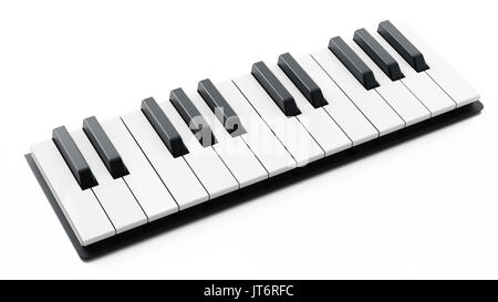 Piano keys auf weißem Hintergrund. 3D-Darstellung. Stockfoto