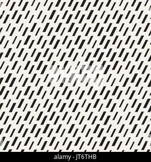 Schwarze und Weiße Unregelmäßige gestrichelte Linien Muster. Moderne abstrakte Vektor nahtlose Hintergrund. Stilvolle chaotischen Streifen Mosaik Stock Vektor