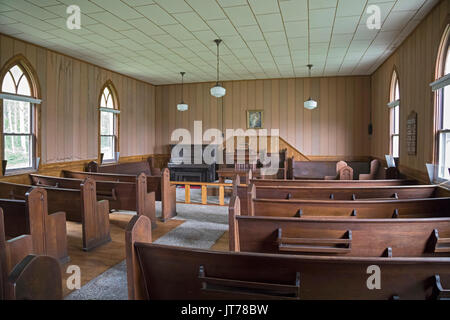 Indiana, Pennsylvania - Beteiligung der Kirche in Gelb Creek State Park. Die Kirche wurde in den 1800er Jahren durch die frühen Siedler in der Gegend gebaut. Stockfoto