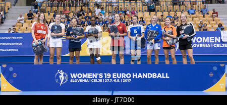 Celje, Slowenien. 6. August 2017. Die besten Spieler bei der Frauen Europameisterschaft in der Zlatorog Arena am 6. August 2017 in Celje, Slowenien. Bildnachweis: Rok Rakun/Pacific Press/Alamy Live-Nachrichten Stockfoto