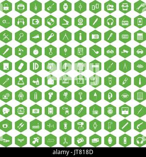 100 portable Symbole Hexagon grün Stock Vektor