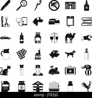 Tierärztliche Icons Set, einfachen Stil Stock Vektor