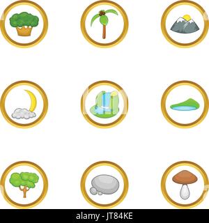 Erde Icon Set, Cartoon Stil Stock Vektor