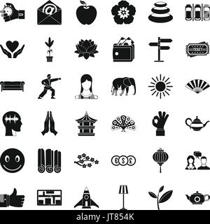 Yoga Studio Icons Set, einfachen Stil Stock Vektor