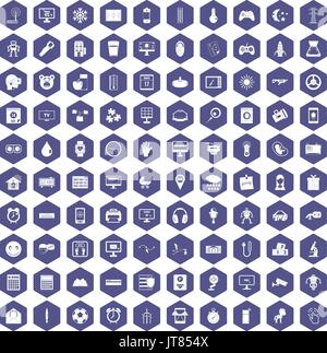 100 App Icons hexagon Lila Stock Vektor