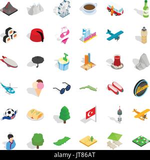 Miami Wahrzeichen Icons Set, isometrische Stil Stock Vektor