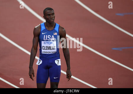 London, Großbritannien. 7. August 2017. Kerron Clement (USA) nach seinem 400m Hürden gewinnen Halbfinale an der London Stadion, am vierten Tag der Leichtathletik-WM in London 2017. Credit: Stephen Chung/Alamy leben Nachrichten Stockfoto