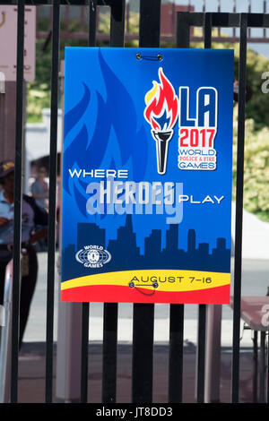 Los Angeles, CA, USA. 07 Aug, 2017. Banner für die World Police und Fire Games 2017 in Los Angeles, CA, USA Credit: Chester Braun/Alamy leben Nachrichten Stockfoto