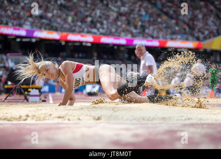 London, Grossbritannien. 06 Aug, 2017. Ivona Dadic, AUT, Aktion, Weitsprung Siebenkampf, am 06.08.2017 Wirtschaft Championships 2017 in London/Grossbritannien, vom 04.08. - 13.08.2017. | Verwendung weltweit Quelle: dpa/Alamy leben Nachrichten Stockfoto