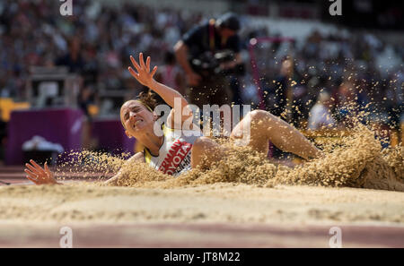 London, Grossbritannien. 06 Aug, 2017. Claudia SALMAN - RATH, Deutschland, Aktion, Weitsprung Siebenkampf, am 06.08.2017 Wirtschaft Championships 2017 in London/Grossbritannien, vom 04.08. - 13.08.2017. | Verwendung weltweit Quelle: dpa/Alamy leben Nachrichten Stockfoto