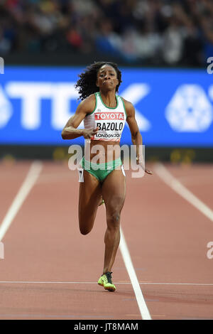 London, Großbritannien. 8 Aug, 2017. Lorène Dorcas BAZOLO, Portugal, während 200 Meter heizt in London 2017 IAAF Weltmeisterschaften in der Leichtathletik. Credit: Ulrik Pedersen/Alamy leben Nachrichten Stockfoto