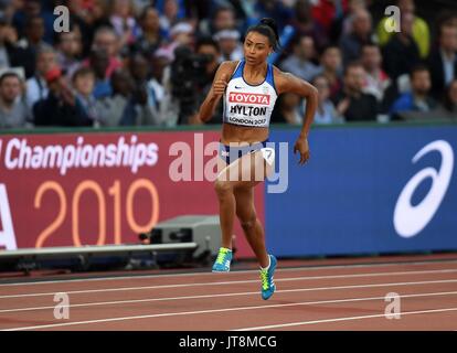 London, Großbritannien. 8 Aug, 2017. Shannon HYLTON (GBR) in den Frauen 200 m heizt. IAAF Leichtathletik WM. London Olympiastadion. Queen Elizabeth Olympic Park. Stratford. London. UK. 08.08.2017. Credit: Sport in Bildern/Alamy leben Nachrichten Stockfoto