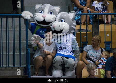 Celje, Slowenien. 6. August 2017. Zuschauer bei der Frauen Europameisterschaft match zwischen Ungarn und Dänemark in der Zlatorog Arena am 6. August 2017 in Celje, Slowenien. Bildnachweis: Rok Rakun/Pacific Press/Alamy Live-Nachrichten Stockfoto