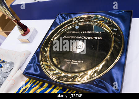 Celje, Slowenien. 6. August 2017. Goldene Trophäe bei der Frauen Europameisterschaft in der Zlatorog Arena am 6. August 2017 in Celje, Slowenien. Bildnachweis: Rok Rakun/Pacific Press/Alamy Live-Nachrichten Stockfoto