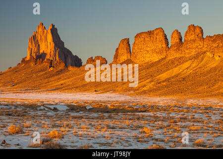 Shiprock im Winter, New Mexico Stockfoto