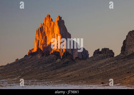 Shiprock im Winter, New Mexico Stockfoto