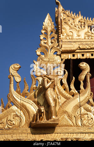 Ein Detail von einem Tempel auf die religiöse Seite der Shwezigon Pagode in Nyaung-U in der Nähe von Bagan in Myanmar Stockfoto