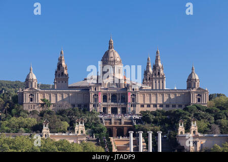 Palau Nacional (Museu Nacional d'Art de Catalunya), Montjuic, Barcelona, Katalonien, Spanien, Europa Stockfoto