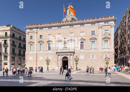 Palau de la Generalitat, Sitz der autonomen Regierung, Placa de Sant Jaume, Barri Gotic, Barcelona, Katalonien, Spanien, Europa Stockfoto