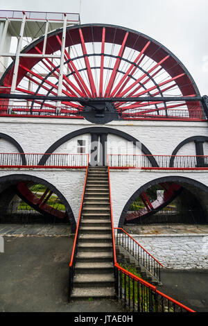 Das Great Laxey Wheel, Insel Man, Krone Abhängigkeit von Großbritannien, Europa Stockfoto