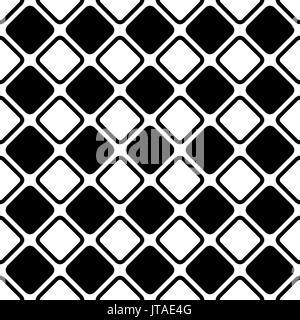 Nahtlose abstrakte Schwarz-Weiß-Raster-Raster vektor Hintergrund Design aus diagonal abgerundeten Quadraten Stock Vektor