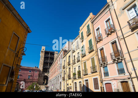 Alte Häuser in der Altstadt von Cagliari, Sardinien, Italien, Europa Stockfoto