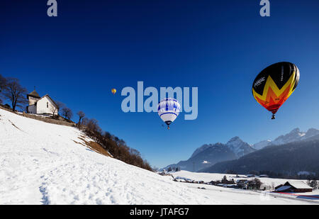 International Hot Air Balloon Festival, Chateau-d'Oex, Waadt, Schweizer Alpen, Schweiz, Europa Stockfoto
