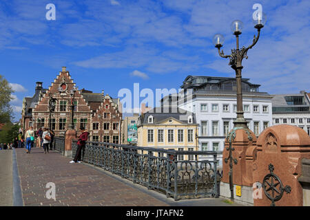 St. Michael Brücke, Fluss Leie, Gent, Ost-Flandern, Belgien, Europa Stockfoto