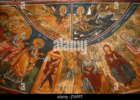 Fresken, byzantinischen Kirche Panagia tis Asinou, Nikitari, Zypern, Europa Stockfoto