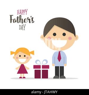 Happy Vatertag Karte mit einem Geschenk Stock Vektor